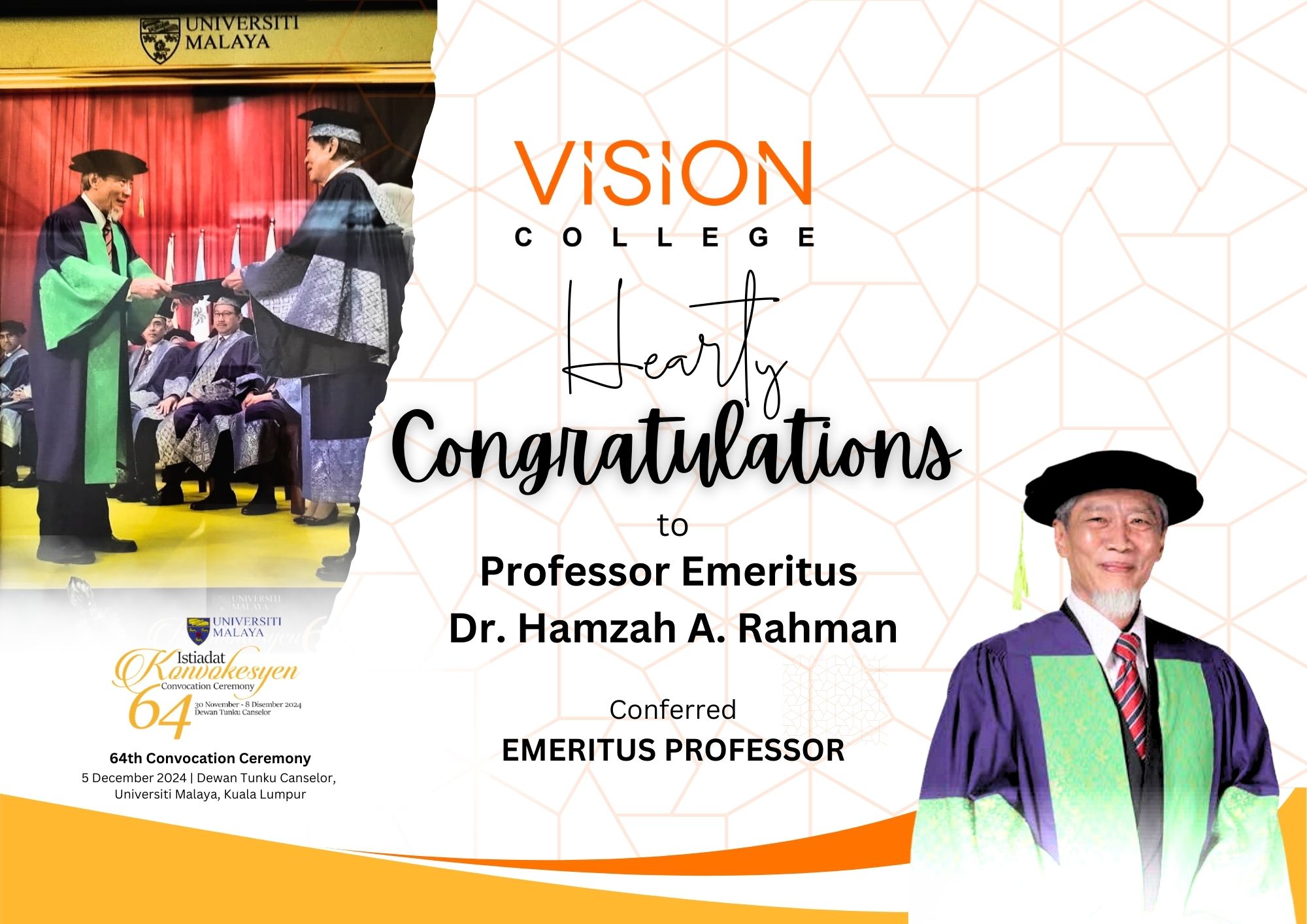 Honoring Excellence: Prof. Emeritus Dr. Hamzah A. Rahman’s Prestigious Recognition