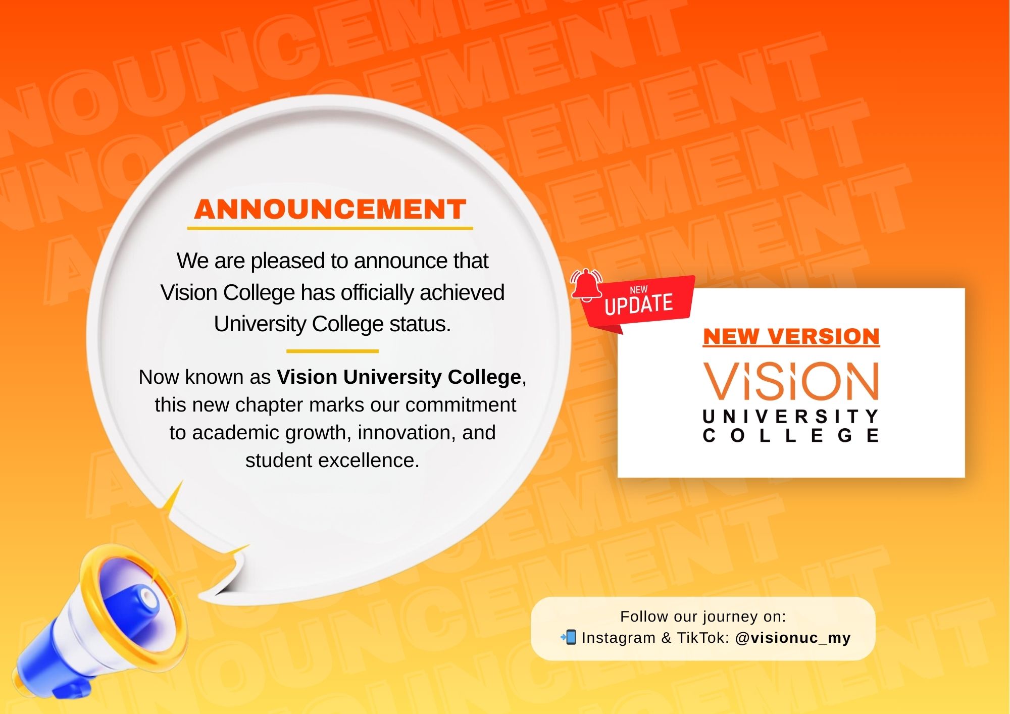 🎉 We Are Now Vision University College!